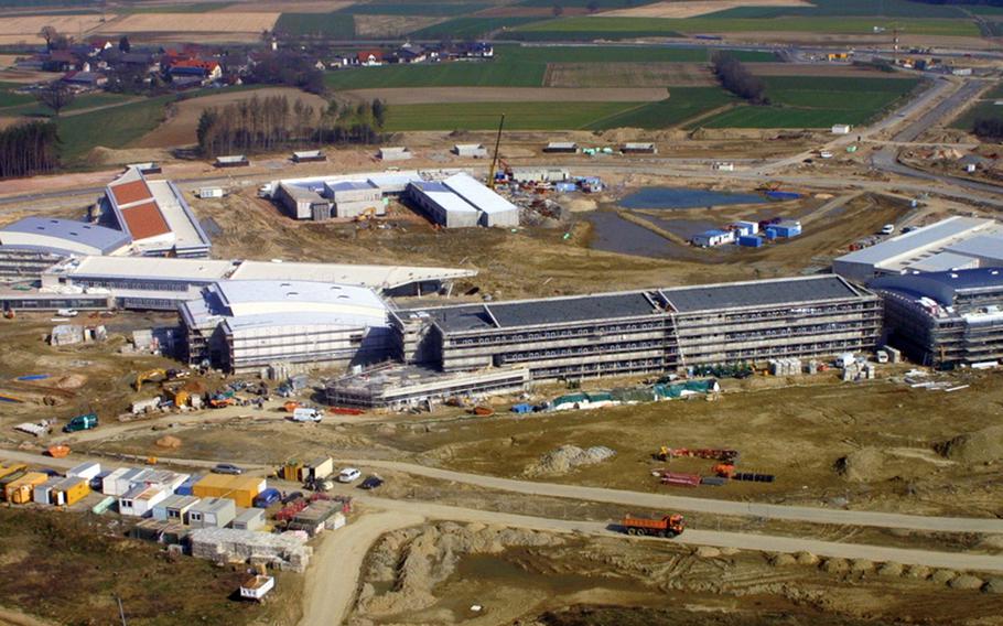 In this Army file photo from April 2008, construction projects including schools, a child-care center and chapel, are seen at Grafenwoehr's Netzaberg Village.