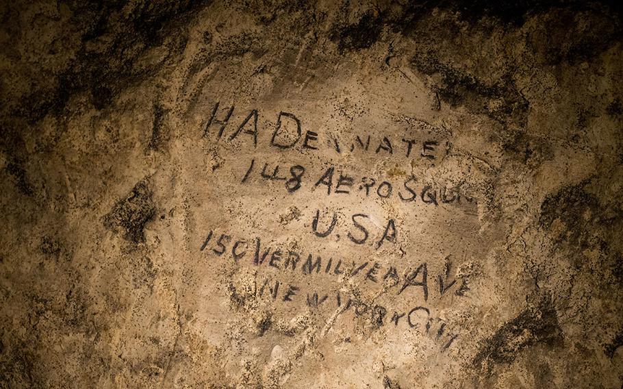 WWI soldiers inscriptions in the subterranean city at Naours - Bocage Hallue.