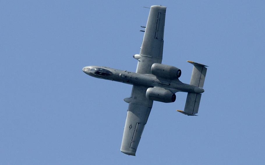 An A-10 Thunderbolt II flies over Germany in 2010. 
