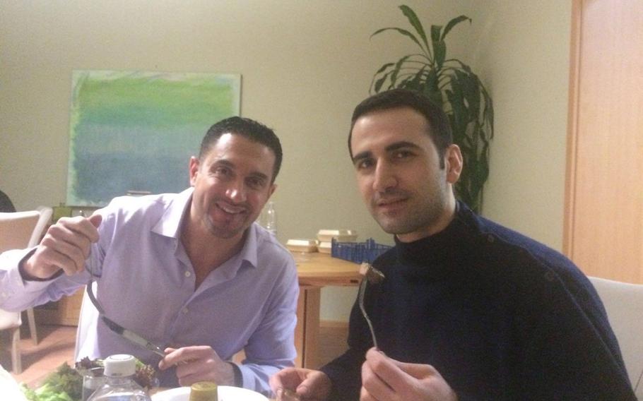Marine veteran Amir Hekmati enjoys eating his first steak in years. He was reunited with family at the Landstuhl military hospital in Germany after 4 ½ years in detention in Iran.
