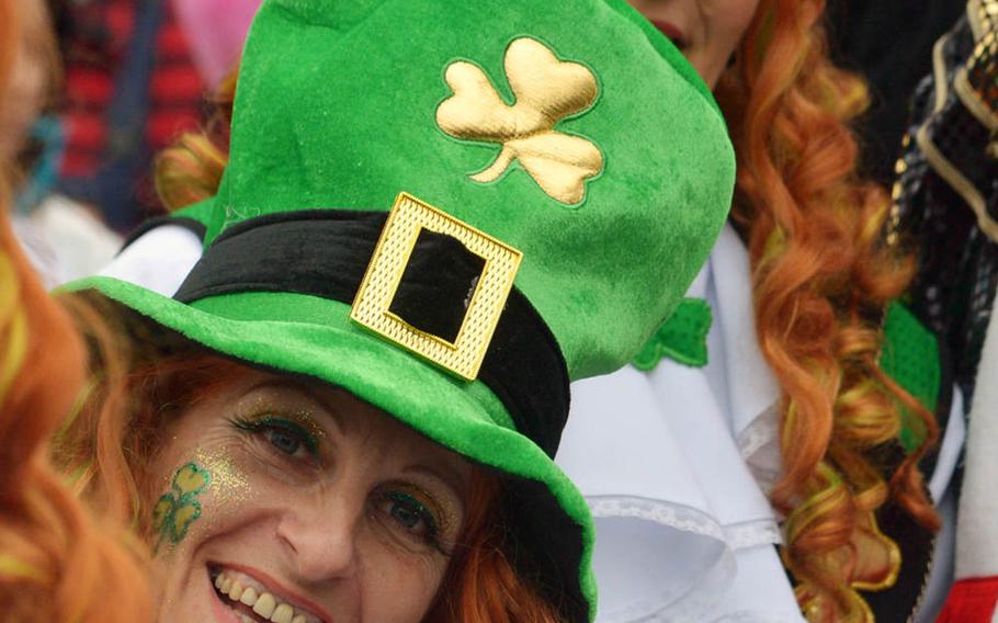 A couple of leprechauns were enjoying the fun at Altweiberfastnacht, or old women's carnival, on Schillerplatz in downtown Mainz, Germany, Thursday, Feb. 4, 2016. 

