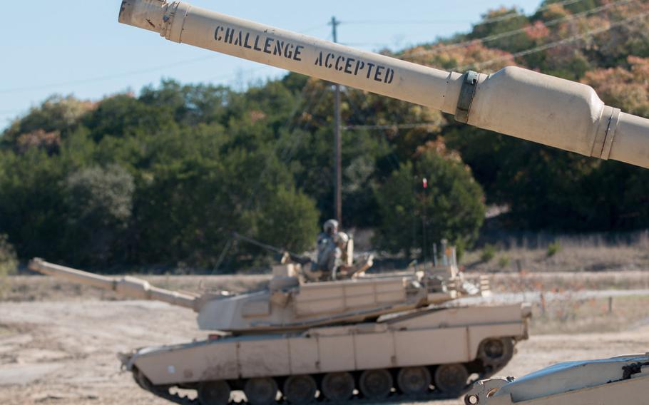 Soldiers from 1st Armored Brigade Combat Team ìIronhorse,î 1st Cavalry Division, prepare for gunnery operations at Sugar Loaf Multi-Use Range Dec. 3, 2015, at Fort Hood, Texas. European Command announced Wednesday that U.S. Army Europe would begin receiving continuous troop rotations of U.S.-based armored brigade combat teams to the European theater in February 2017, bringing the total Army presence in Europe up to three fully manned Army brigades.



