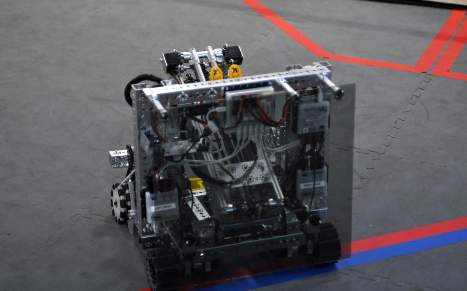 The Robotica Santi Robotics Club, made up of high school and middle school students from Aviano Air Base, will enter this robot in the FIRST Tech Challenge Championships that runs April 27-30 in St. Louis.
