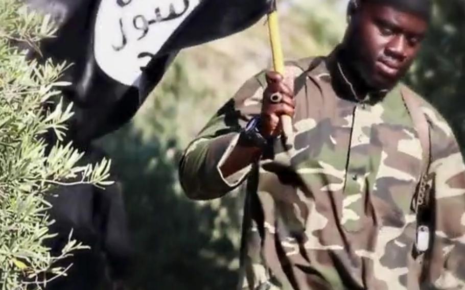 German militant Harry Sarfo seen in an undated Islamic State propaganda video.