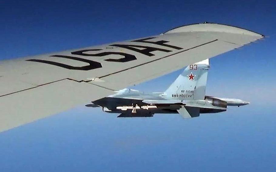 A U.S. RC-135U flying in international airspace over the Baltic Sea was intercepted by a Russian SU-27 Flanker June 19, 2017. Due to the high rate of closure speed and poor control of the aircraft during the intercept, this interaction was determined to be unsafe by EUCOM.