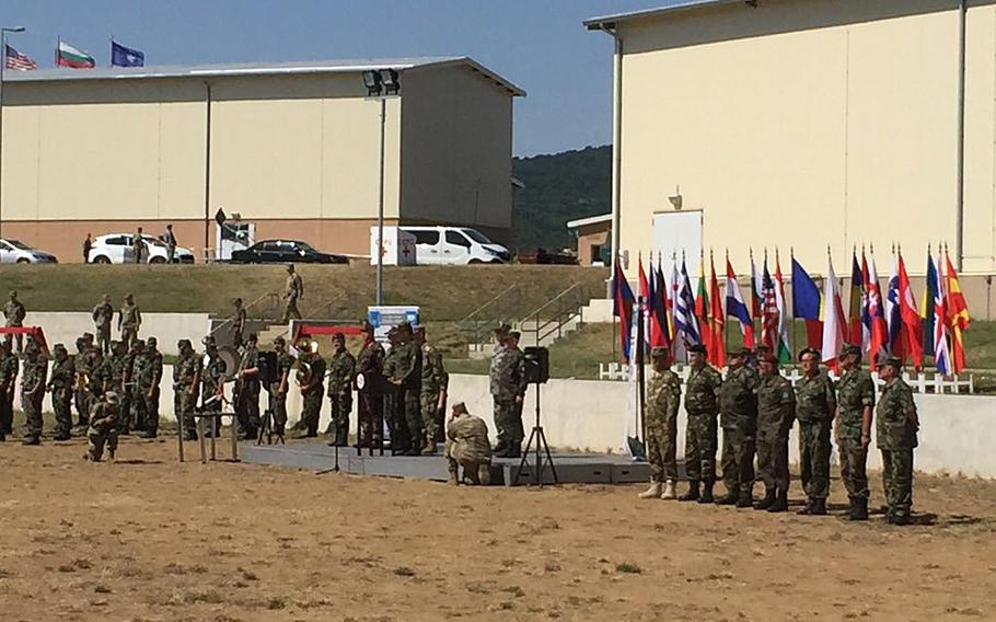 The opening ceremony for Saber Guardian at Novo Selo Training Area, Bulgaria, on Tuesday, July 11, 2017. U.S. Army Europe’s largest exercise of the year formally started Tuesday, commencing two weeks of drills involving 25,000 troops from more than 20 nations.

