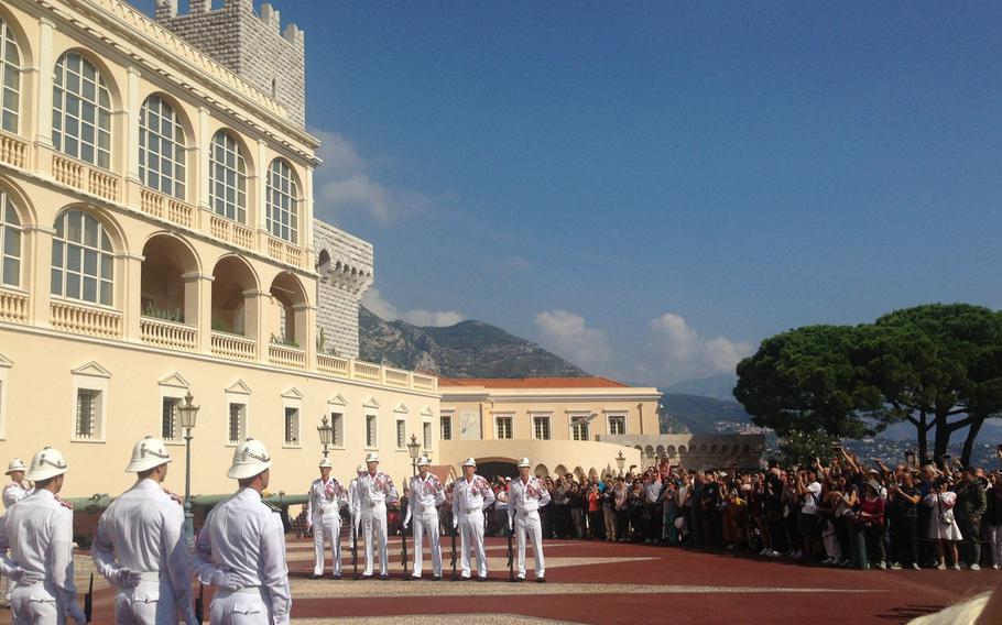 Monaco’s tiny army, the Carabiniers du Prince, during a change of guard ceremony in September 2017. The force, which numbers just 119 men, is one of the smallest in the world. Although France is the guarantor of Monaco’s defense, the Carabiniers are equipped and trained to handle everything from soccer riots to terrorist attacks.

