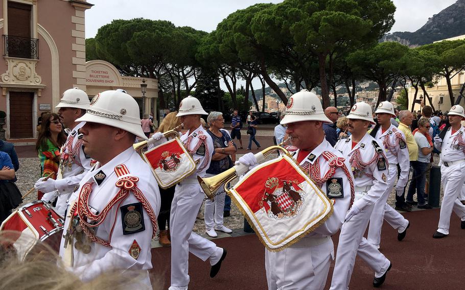 The marching band of the Carabiniers du Prince, Monaco’s tiny army, during a change of guard ceremony in September. The service’s rank and file are from both Monaco and France, but the officers are all French.



