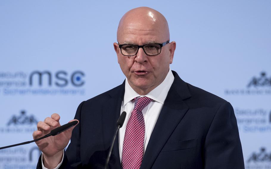 National Security Adviser H.R. McMaster speaks at the Security Conference in Munich, Germany, Saturday, Feb. 17, 2018.