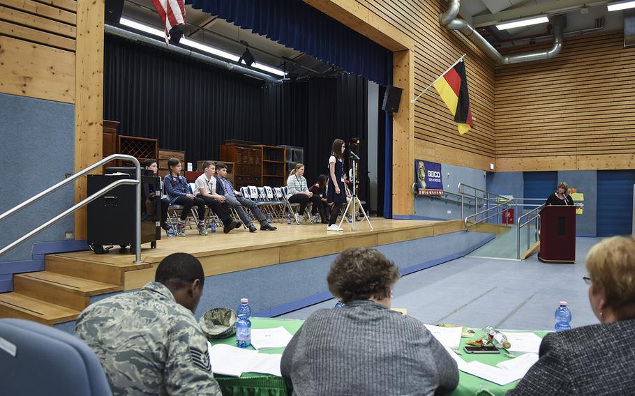 Twenty-seven students from military schools across Europe participated in the 35th Annual European Spelling Bee on Saturday, March 10, 2018, at Ramstein Air Base, Germany.