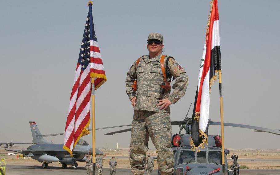 Master Sgt. Jerred Mitchell is pictured during a deployment to Iraq in 2008. An NCO assigned to Ramstein Air Base, Germany, Mitchell nearly was forced to retire for medical reasons just shy of 20 years, which would have meant no pension. He'll medically retire in August, three months after his 20-year mark.


