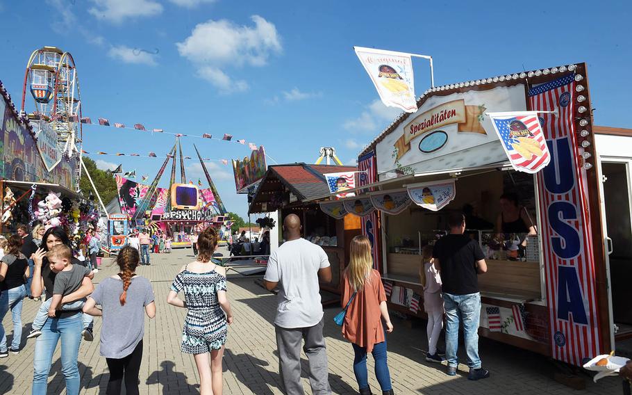 American food served at the German-American Volksfest at Hohenfels, Friday, May 11, 2018.