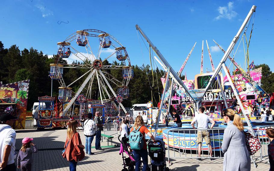 Rides and games at the German-American Volksfest at Hohenfels, Friday, May 11, 2018. 