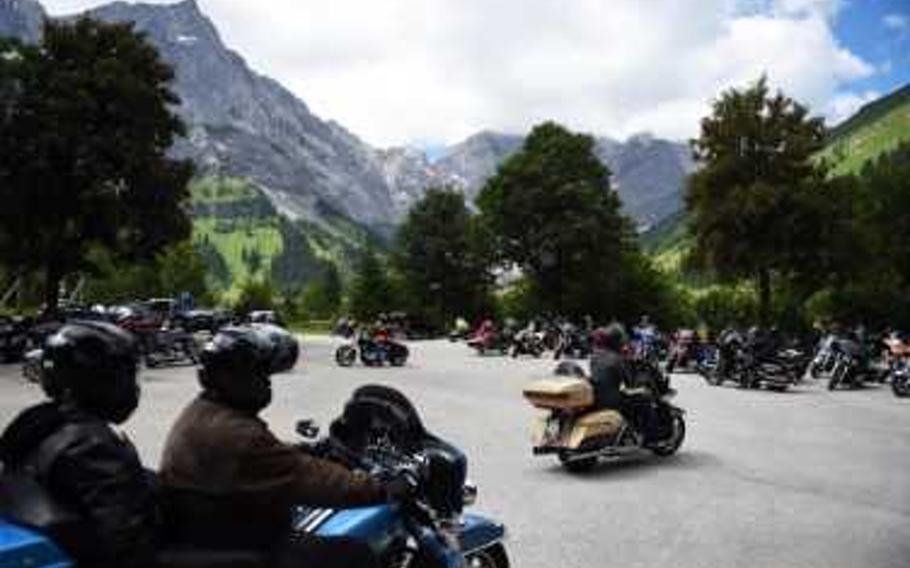 More than 250 veterans, servicemembers and families rode their motorcycles through Gremany's highest points as part of the annual Ride the Alps biker event this weekend.