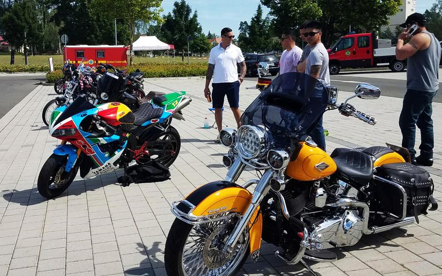 Motorcycles are on display at the Independence Day car show at Grafenwoehr, Germany, Wednesday, July 4, 2018. 