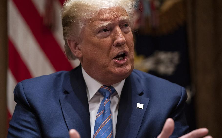 President Donald Trump speaks during a roundtable about America's seniors, in the Cabinet Room of the White House, Monday, June 15, 2020.