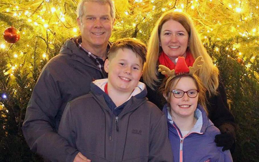 Jeff and Jacquie Alderson and their two children, shown at Christmas last year, spent this Thanksgiving in quarantine and isolation in their Vicenza, Italy home after Jacquie was infected with the coronavirus. The Aldersons, who took ample precautions to avoid the virus, say that people should still be well-prepared for it to happen to them.