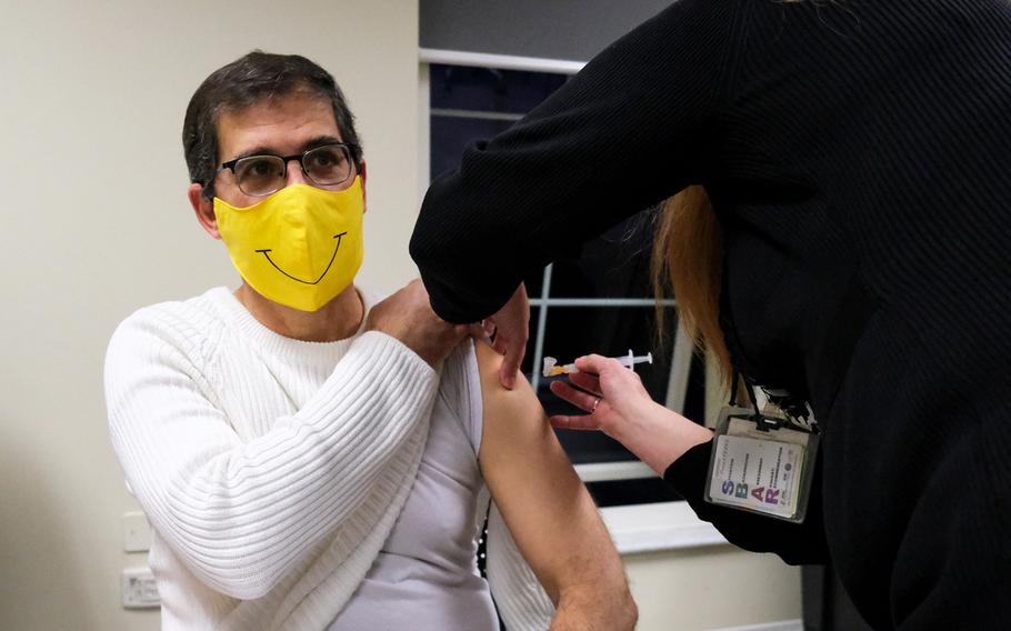 U.S. Army Health Center Vicenza family nurse practitioner  Mark Mollner receives his COVID-19 vaccine, Jan. 8, 2021 in Vicenza, Italy.


