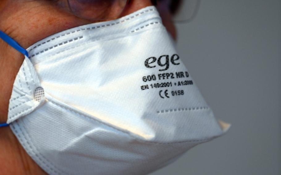 Medical-grade masks, like this FFP2 version, will be required across Germany starting Monday, Jan. 25, 2021, while shopping and using public transportation.