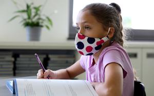 A student at Vogelweh Elementary School listens during a lesson in April 2020. Department of Defense Educational Activity officials announced on Feb. 11, 2021 that schools in Germany will remain in remote instruction through at least Friday, Feb. 19.

