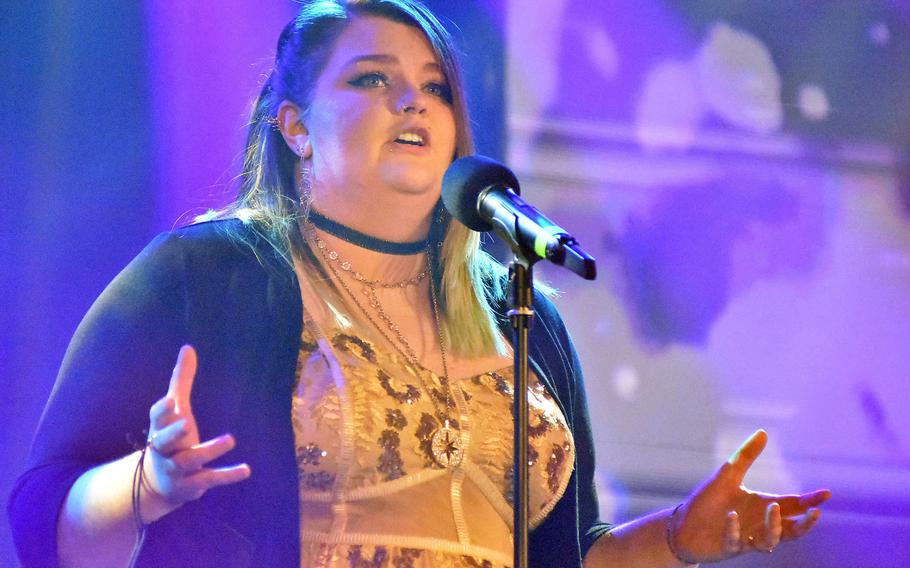 Erica McGovern sings her version of ''Chasing Pavements'' during the first installment of Aviano's Got Talent on Tuesday, Feb. 16, 2021.

