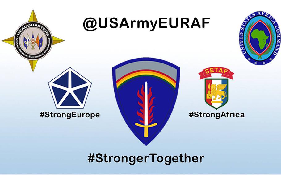 ''Stronger Together'' is the new U.S. Army Europe and Africa   command slogan, replacing the nearly 7-year-old ''Strong Europe,'' the Army announced Friday.


