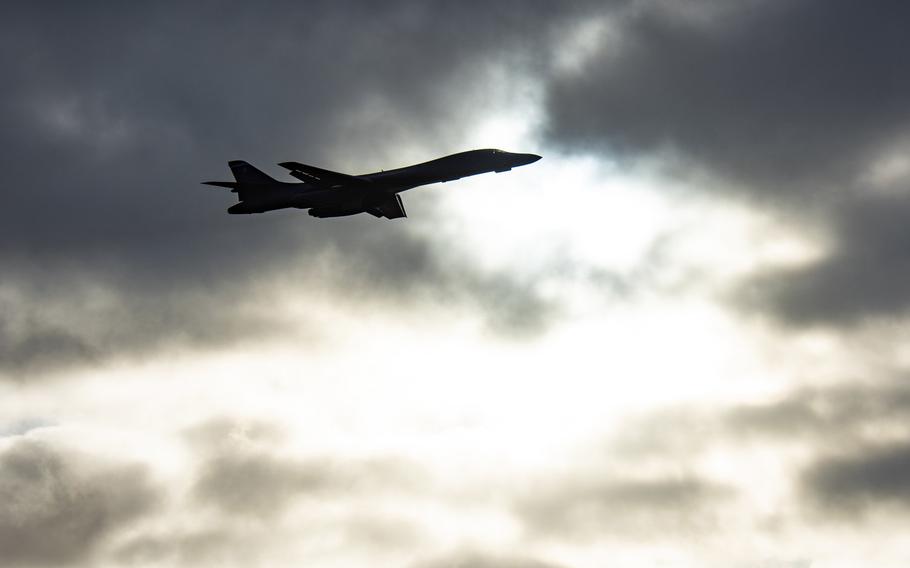 A B-1B Lancer assigned to the 9th Expeditionary Bomb Squadron flies over Orland Air Station, Norway, Feb. 26, 2021. 



