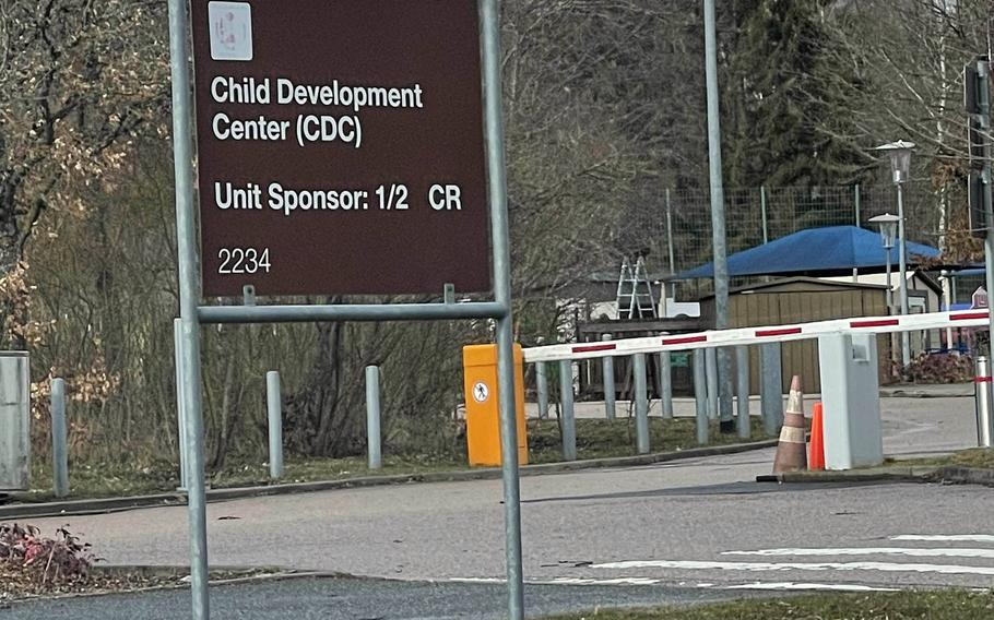 The front of the Child Development Center on Rose Barracks, in Vilseck, Germany, March 15, 2021. U.S. Army Garrison Bavaria has asked German and military police to investigate allegations that staff at the CDC have mistreated young children in their care.