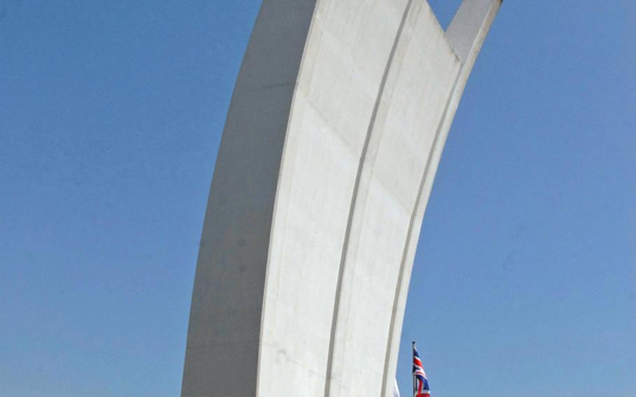 Germans refer to the Berlin Airlift memorial at Rhein-Main Air Base as the 'hunger fork.' A similar sculpture was erected in Berlin. In a little more than a year, American, British and French planes delivered about 2.3 million tons of food, coal, medicine and other supplies to people in East Berlin.