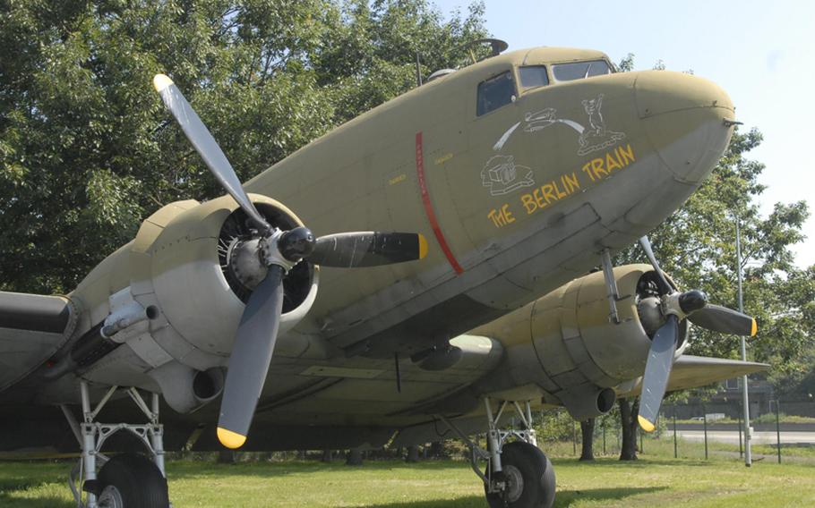 A C-47 that was used during the Berlin Airlift sits at the site of a Berlin Airlift memorial at the former Rhein-Main Air Base near Frankfurt, Germany. Seventy-nine airlift personnel died during the missions.