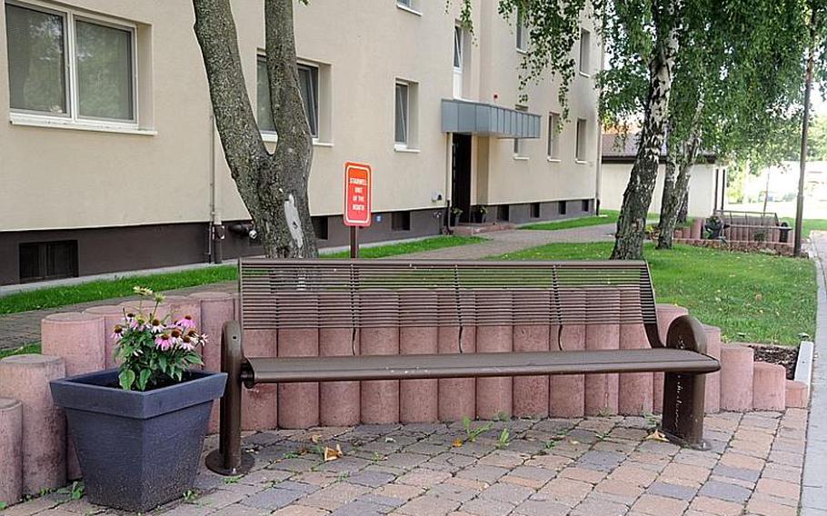 Building 1146 in Vogelweh housing area in Kaiserslautern, Germany, recently won the KMC housing office&#39;s "Stairwell Unit of the Month" award, although to win it again, the weeds growing under the bench will have to be removed.

Michael Abrams/Stars and Stripes
