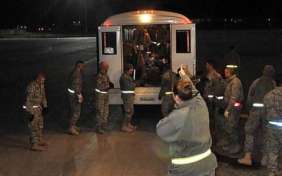 The Air National Guard will station at least one critical care air transport team, or CCATT, at Ramstein Air Base for the next two years. The Guard units will help ease the load on active-duty CCATT units, such as this one, which was transporting a patient in Iraq in February last year.