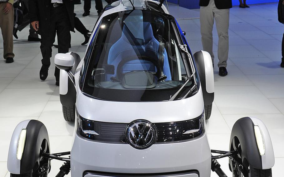 The Volkswagen Nils is being shown at this year&#39;s Frankfurt International Motor Show. According to the German carmaker, it is a study of a single-seat electric vehicle with free-standing wheels, developed for commuters in the world of tomorrow. VW was one of many makers showing tiny fuel-efficient cars.