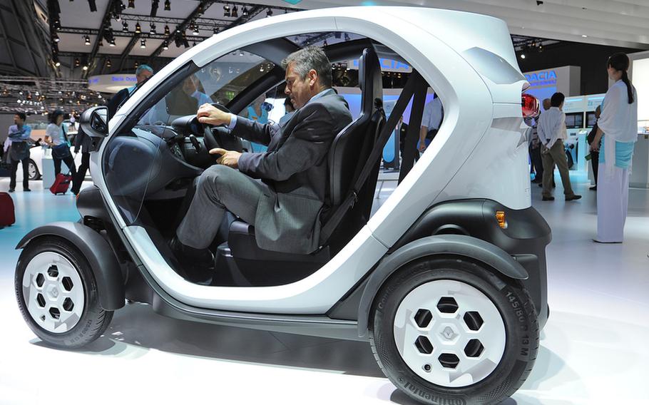 The Renault Twizy is a small, electric-powered two-seater that will cost around 7,000 euros.
