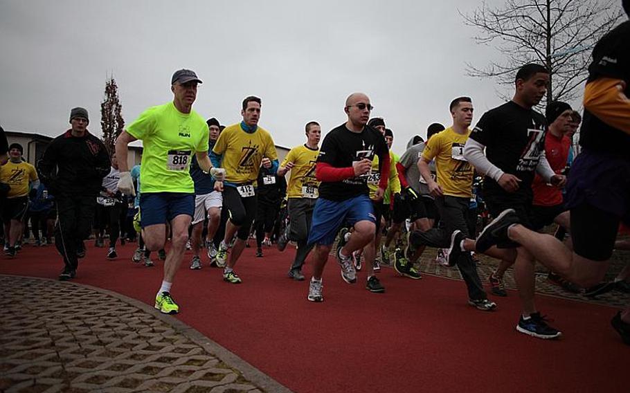 Runners take off Saturday in the second annual Zac Cuddeback Memorial 5k. Cuddeback, an airman 1st class, and another airman were gunned down two years ago by a gunman at Frankfurt Airport in what prosecutors at the shooter's trial called a "personal jihad." 