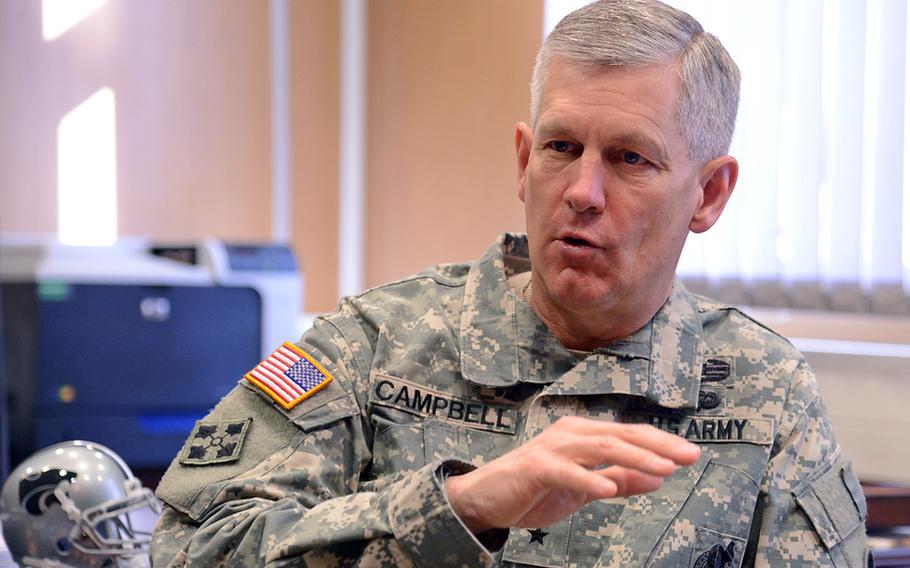 U. S. Army Europe commander Lt. Gen. Donald Campbell talked Monday about the effects sequestration will have on USAREUR.