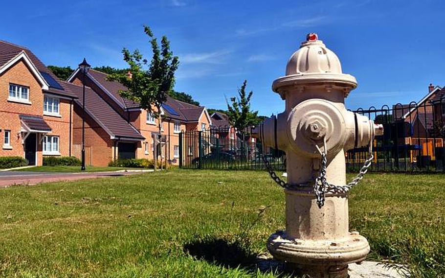 Some of the old hydrants on RAF Feltwell, like the one shown here, date back to the 1980s. Repairing and replacing hydrants on the base because of leaks will lead to three more boil water notices for the Feltwell community over the next two months, officials say.
Adam L. Mathis/Stars and Stripes
