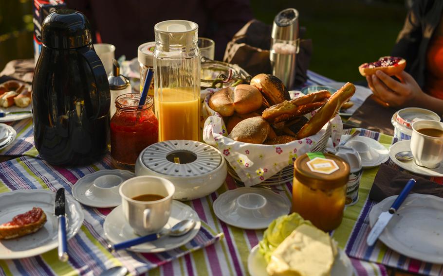 A breakfast spread provided by U.S. Air Force Academy cadet Dillon Freeman's host family in Schrollbach, Germany.