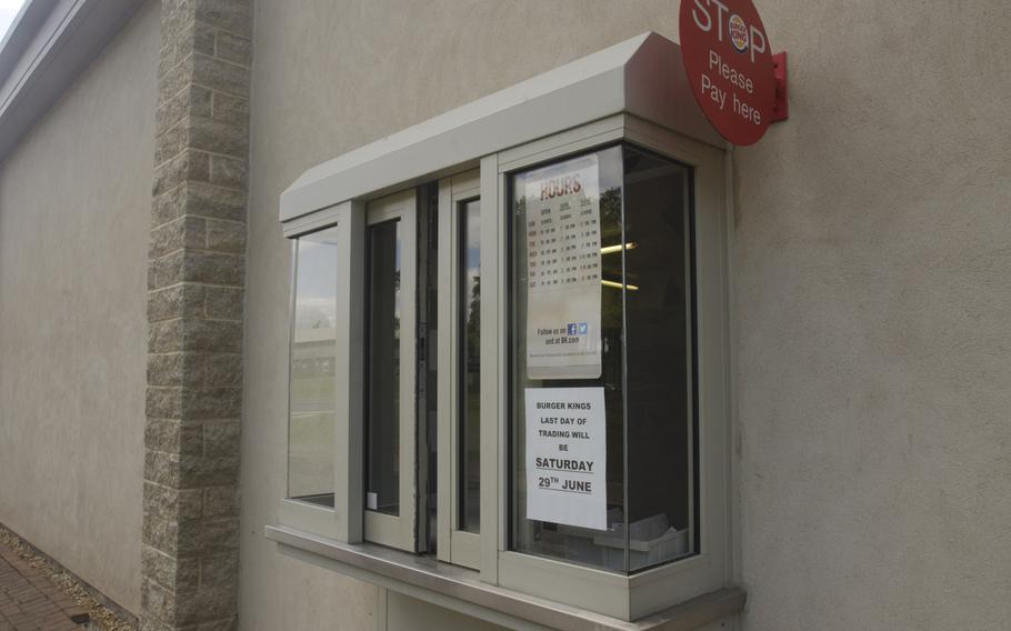 Reactions to the closing of the Burger King at RAF Menwith Hill, England, at week's end of June 29, 2013, were mixed. Martin Richardson, a contractor working temporarily on the base, said the store offered locals an American restaurant experience with free refills and hamburgers that had a different taste from those sold at off-base Burger Kings.