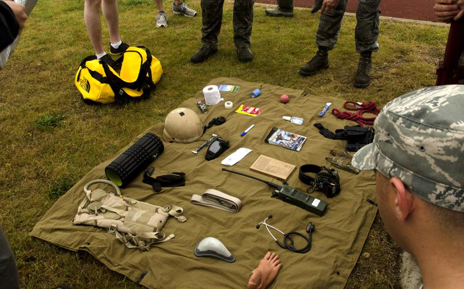 Teams in the 352nd Special Operations Group's Monster Mash competition were given a brief  look at these items. At the end of the mash course, around two hours later, the teams had to write down the items they saw from memory.