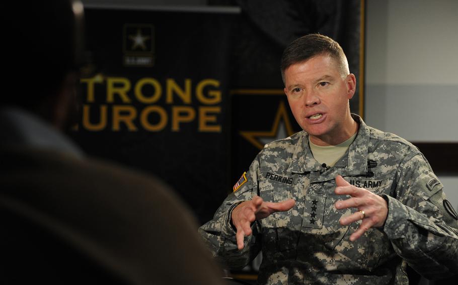 Gen. David G. Perkins, commanding general, U.S. Army
Training and Doctrine Command in Wiesbaden, Germany, Monday, Jan. 26, 2015.