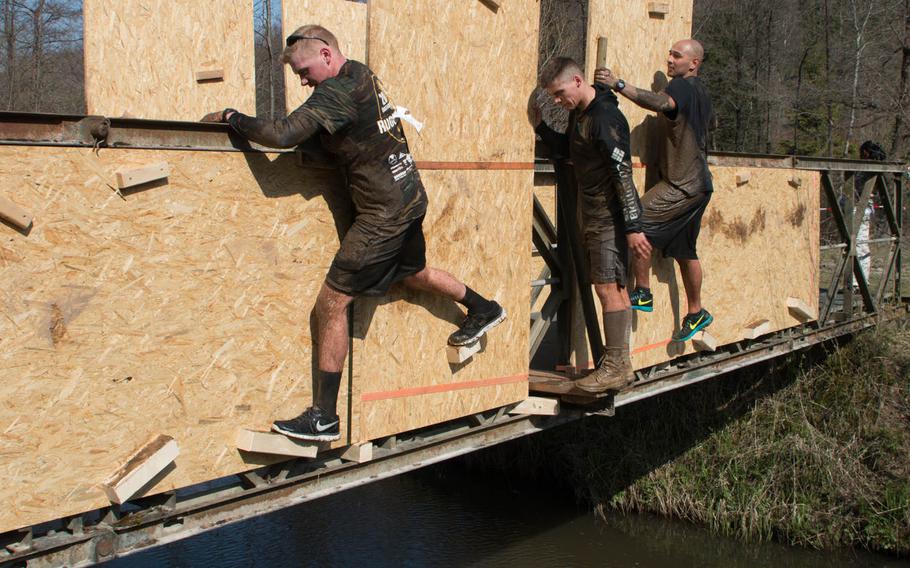 The 4th annual Grafenwoehr rugged terrain obstacle run held in Grafenwoehr, Germany, had fewer participants than in previous years, but even with a lower turnout than expected, roughly 300 people attended the Saturday, April 9, 2016 event.