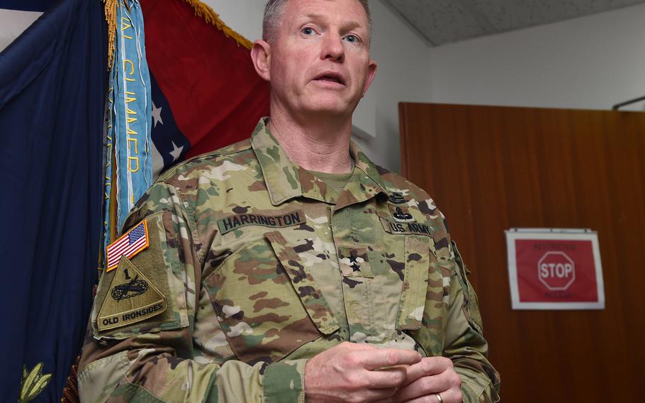 U.S. Army Maj. Gen. Joseph Harrington addresses soldiers at Camp Lemonnier, Djibouti, March 22, 2017. Michela Morellato, a local Vicenza woman married to a 173rd Airborne Brigade soldier, has published a memoir that includes her view of an episode involving the former commander of U.S. Army Africa, who was forced to retire at a reduced rank for his flirtatious texting relationship with her.