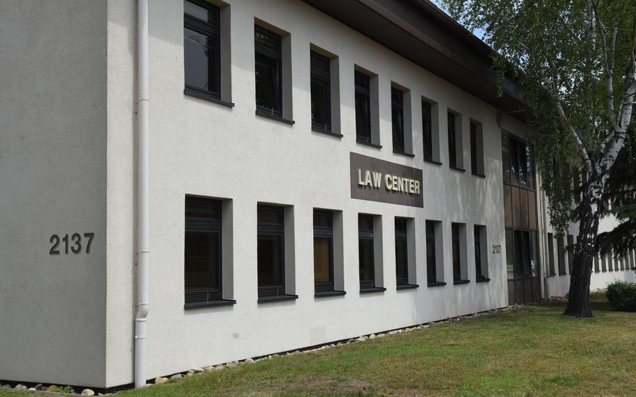 The law center at Ramstein Air Base, Germany. A military judge  here, found Airman 1st Class Jordan Hickman guilty of sexual assault and larceny on Wednesday, June 19, 2019 and sentenced him Thursday to three years in prison, a dishonorable discharge and an order to forfeit all pay and allowances.