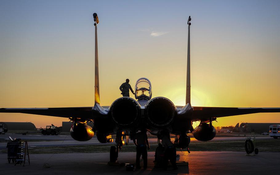 An F-15E Strike Eagle sits on the flight line at Incirlik Air Base, Turkey, Nov. 12, 2015. U.S. access to bases such as Incirlik may be limited if Washington imposes sanctions on Turkey.