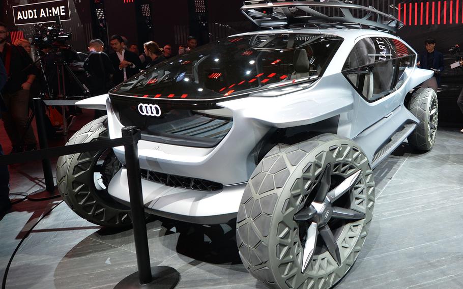 Audi showed a range of electric concept cars under the AI name at the IAA in Frankfurt, including the AI:Trail, a four-wheel drive, off-road vehicle. The others were a normal street car, a sports car and an autonomous car.