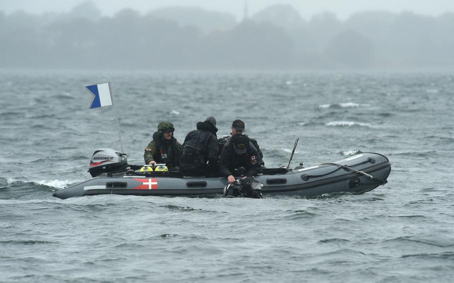 Clearance divers from the Royal Canadian Navy's Fleet Diving Unit Atlantic conduct mine clearance operations during exercise Northern Coasts in Nyborg, Denmark, on Tuesday, Sept. 10, 2019.