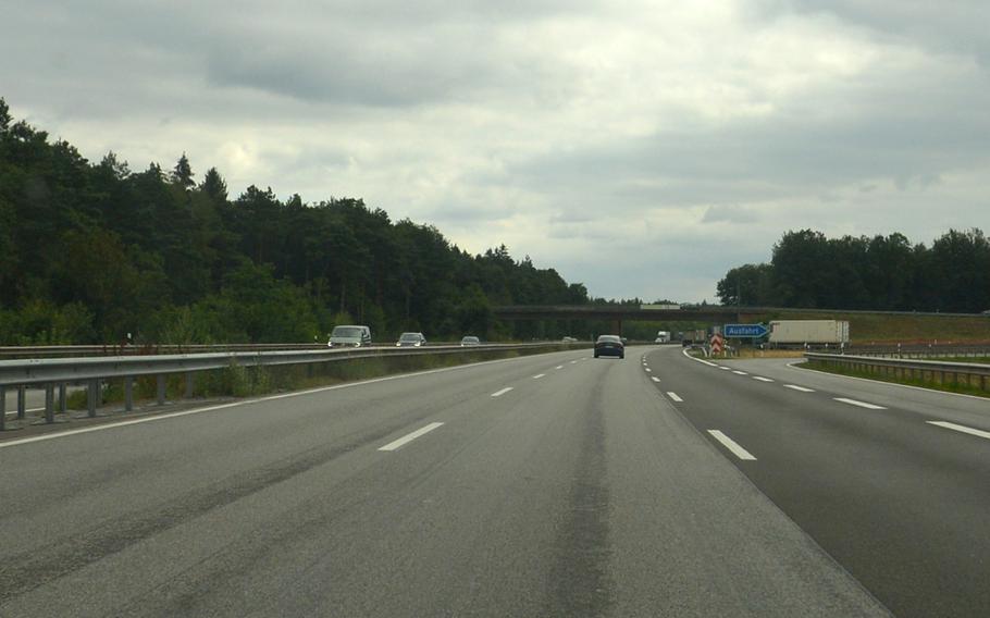 Autobahn A6 near the Einsiedlerhof exit, west of Kaiserslautern, Germany. Police will close a portion of the A6 in both directions while a nearby World War II-era bomb is removed on Thursday, Oct. 31, 2019.
