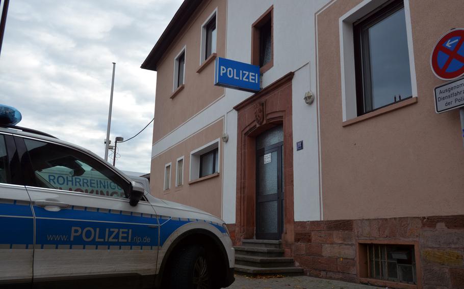 Police were called when an airman was found sleeping in a parked car on Am Berg in Landstuhl, Germany, Nov. 9, 2019. The airman, who was inebriated and erroneously thought the car was his, was detained by German law enforcement officers and handed over to U.S. military police.