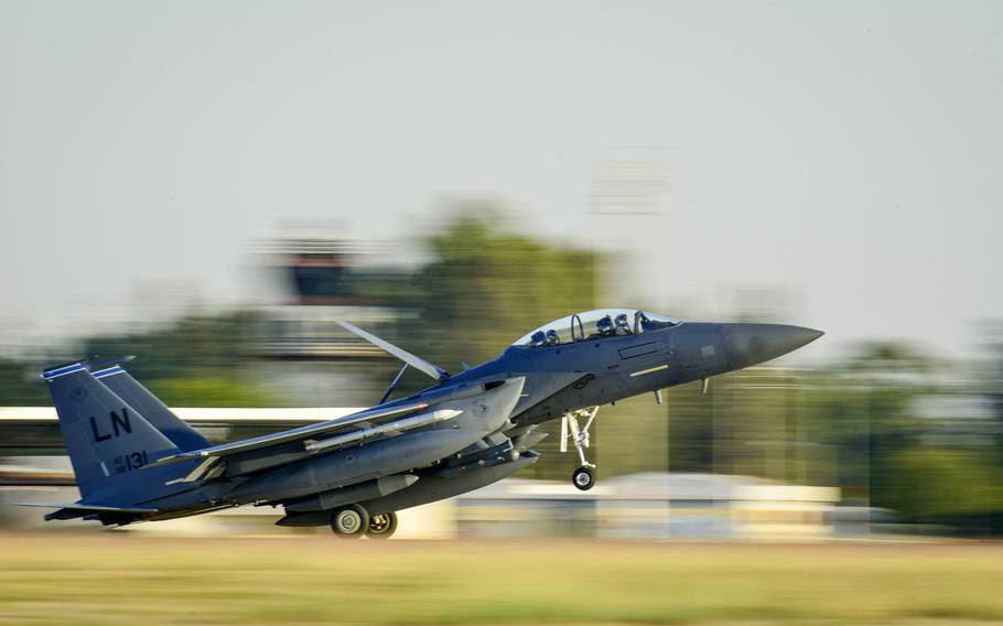 An F-15E Strike Eagle from the 48th Fighter Wing at RAF Lakenheath lands at Incirlik Air Base, Turkey, Nov. 12, 2015. Turkey may restrict U.S. access to Incirlik and another base that hosts a U.S. Army radar used for NATO missile defense in Europe if Congress votes to impose sanctions on Ankara.